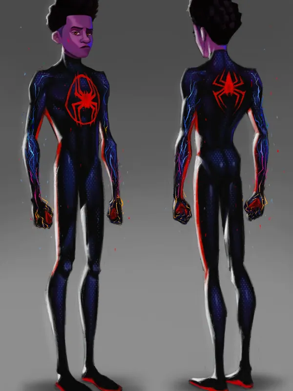 Crop example for full body: Miles Morales front and back turnaround