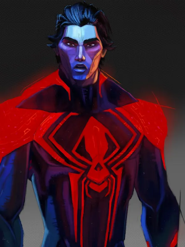 Crop example for pelvis up: Miguel O’Hara standing in his suit, head to hips